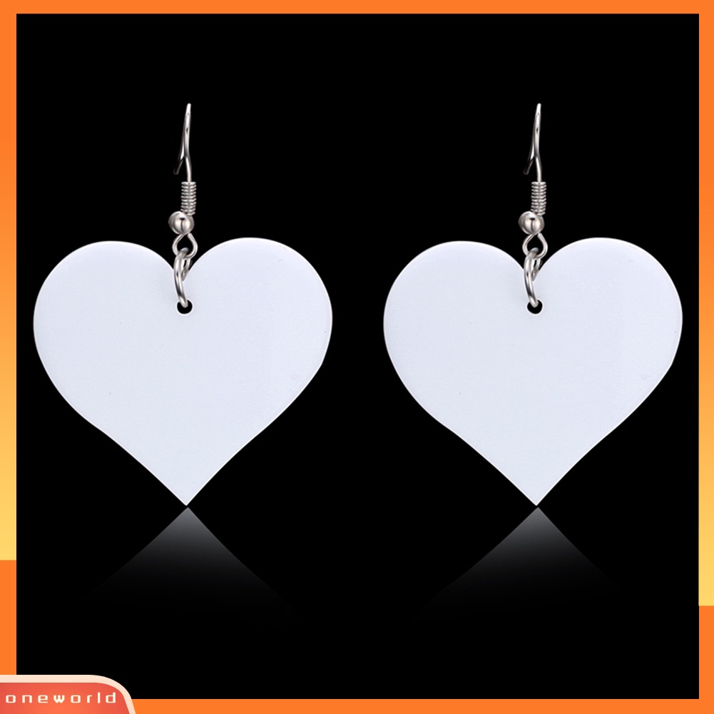 [WOD] Fashion Wanita Bentuk Hati Liontin Menjuntai Akrilik Drop Hook Anting Perhiasan