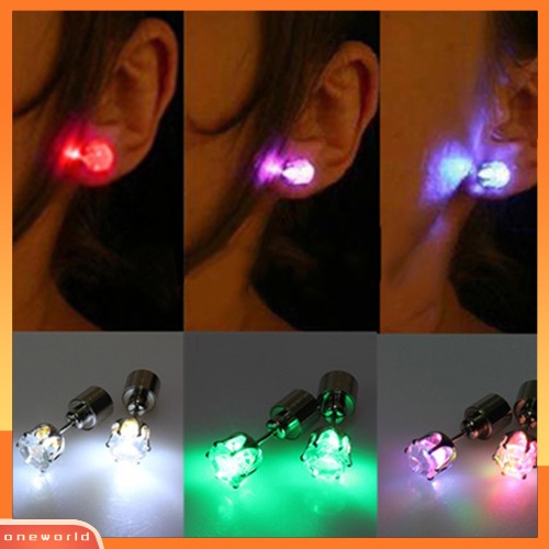[WOD] Anting Berlian Imitasi LED Menyala Stud Dance Aksesoris Pesta Untuk Pesta/Xmas