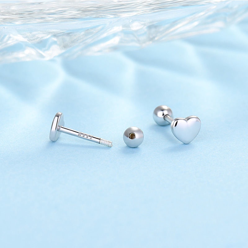 Papaozhu Trendi Stainless Steel Bola Kecil Clover Bulan Bintang Stud Anting-Anting Untuk Wanita Pria Hypoallergenic Tindik Kubus Kecil Jantung Sekrup Anting Fashion Telinga Perhiasan Aksesoris