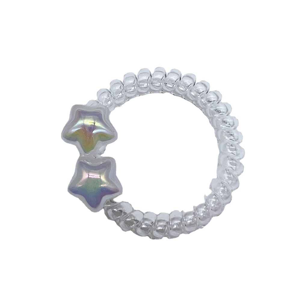 Mermaid color star phone line hair ring ins sweet girl double star tie hair rope beaded Aksesoris Rambut Bintang Berujung Lima