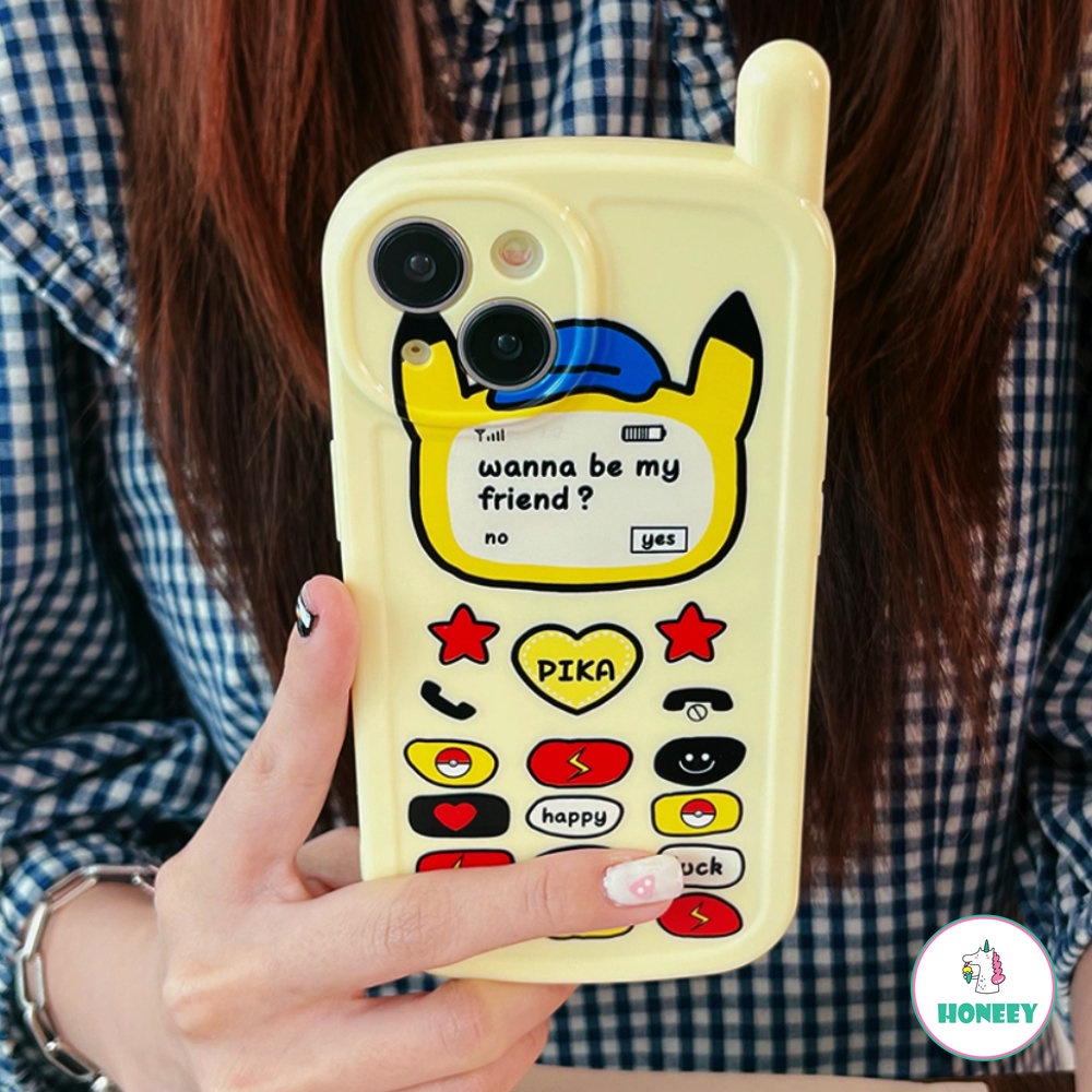 Fashion Kartun Pikachu Case Untuk iPhone 14 Pro 13 12 11 Pro Max XR XS 7 8Plus Kreatif Bintang Cinta Hati Tombol Lembut TPU Penutup Belakang