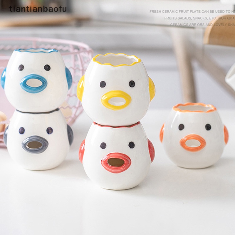 [tiantianbaofu] Alat Pemisah Kuning Putih Telur Ayam Menggemaskan 1Pcs Kawaii Protein Ceramic Filter Separator Baking Cooking Kitchen Essential Art Tool Butik