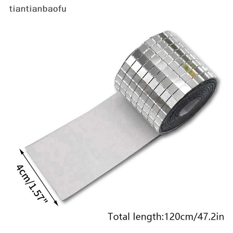 [tiantianbaofu] Kaca Cermin Mosaic Tiles Stickers Self-Adhesive Mini Square Round Glass Sticker Butik