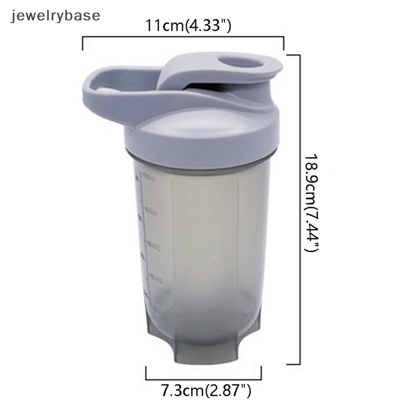 [jewelrybase] Botol Pengocok Bubuk Portabel Botol Air Anti Bocor Untuk Gym Fitness Training Sport Mixing Cup Dengan Skala Butik