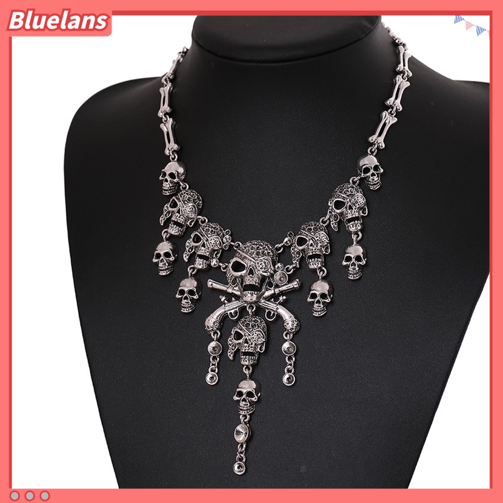 [BLS] Kalung Multi Layer Rantai Perhiasan Kepala Tengkorak Liontin Kalung Untuk Natal