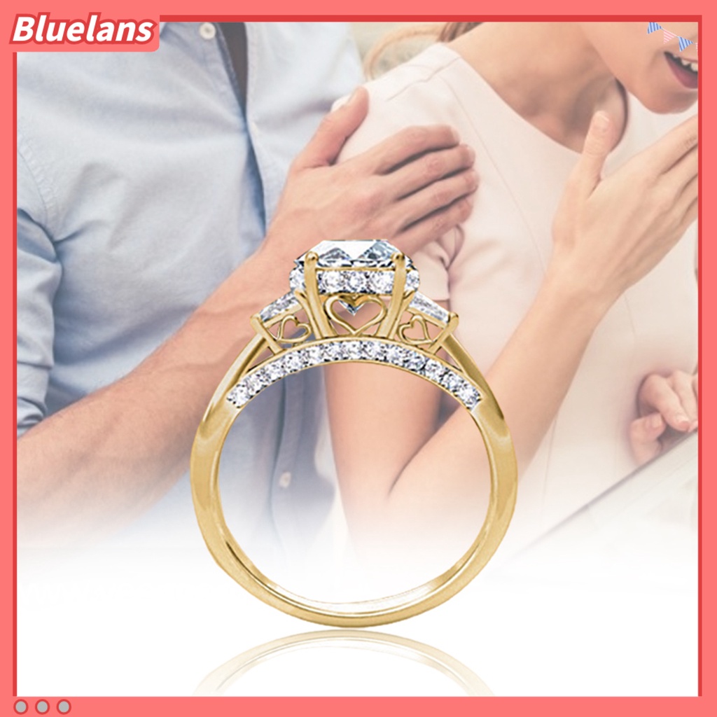 [BLS] 2pcs Cincin Kreatif Hadiah Valentine Alloy Wanita Cubic Zircon Hias Ring Untuk Pernikahan