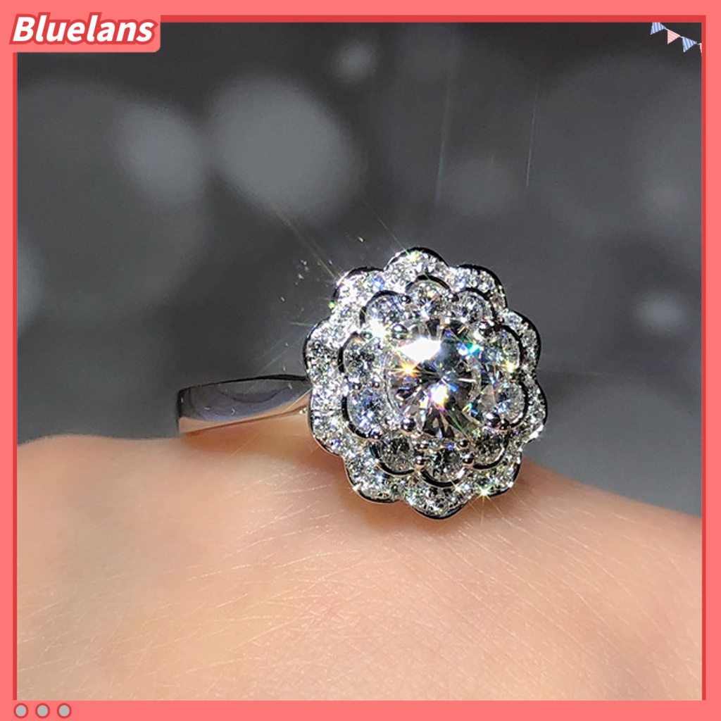 [BLS] Cincin Wanita Bersinar Hias Manis Cubic Zirconia Finger Ring Untuk Pesta