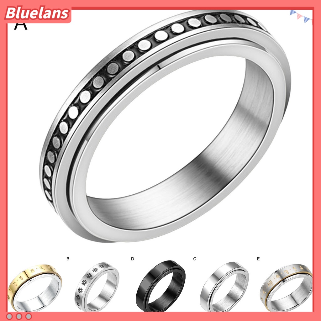 [BLS] Cincin Unisex Geometris Artistik Titanium Steel Cincin Jari Luar Dapat Diputar Untuk Pesta