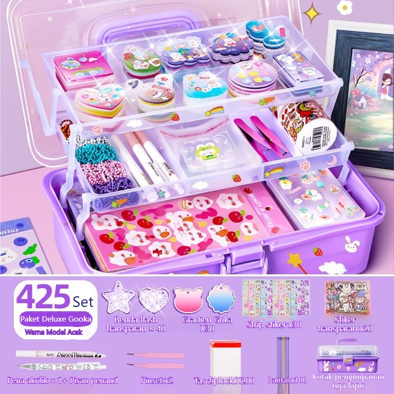 【Local Delivery 】Guka Stiker Set Mainan Anak Perempuan Hadiah Scrapbooking Stiker Diy Gantungan Kunci Diy Keyring Diy Bahan Kotak Penyimpanan Goo Card Sticker Set