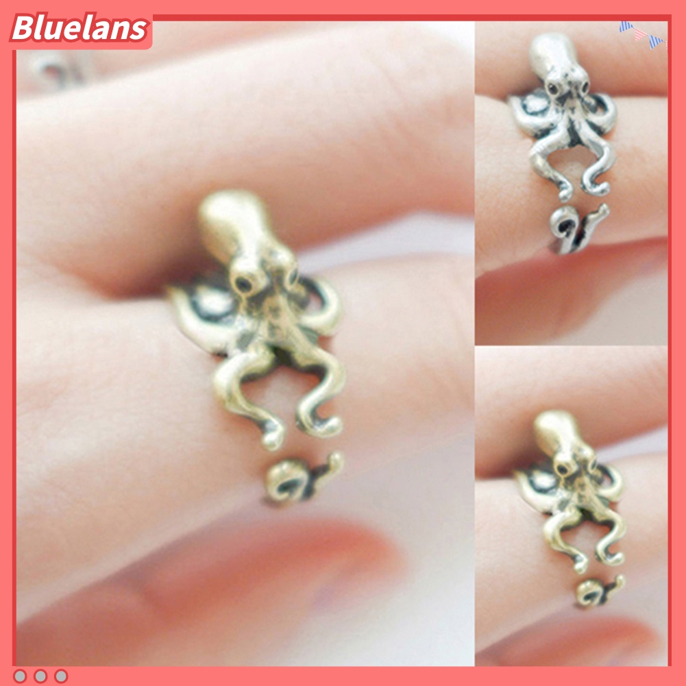 [BLS] Wanita Pria Retro Adjustable Gurita Cincin Hewan Buku Jari Cincin Perhiasan Fashion