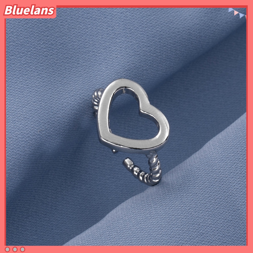 [BLS] 2pcs Cincin Pasangan Berongga Berlapis Perhiasan Hati Pembukaan Adjustable Jari Rings Hadiah Hari Kasih Sayang