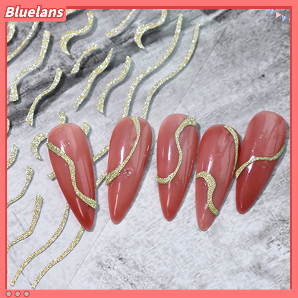 [BLM] Stiker Kuku Tidak Luntur Efek 3D Ultra Tipis Swirl Stripe Tape Winter French Graphic Slider Decor Untuk Manicure