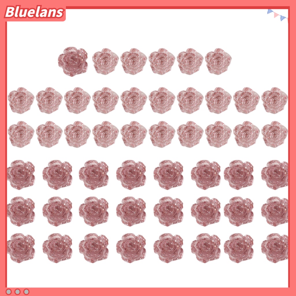 [BLM] 50pcs Kamelia Kuku Efek Visual Mengkilap Tiga Dimensi Glitter DIY Ornamen Kerajinan Manikur Kuku Mini 3D Untuk Manicurist