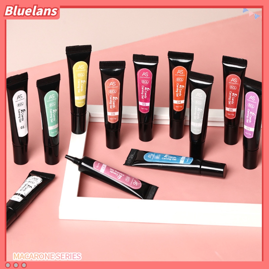 [BLM] 10g Nail Color Polish Wash-Free Finger Art Ukir Permen Warna Lukisan Gel 3D UV Art Polish Untuk Perempuan