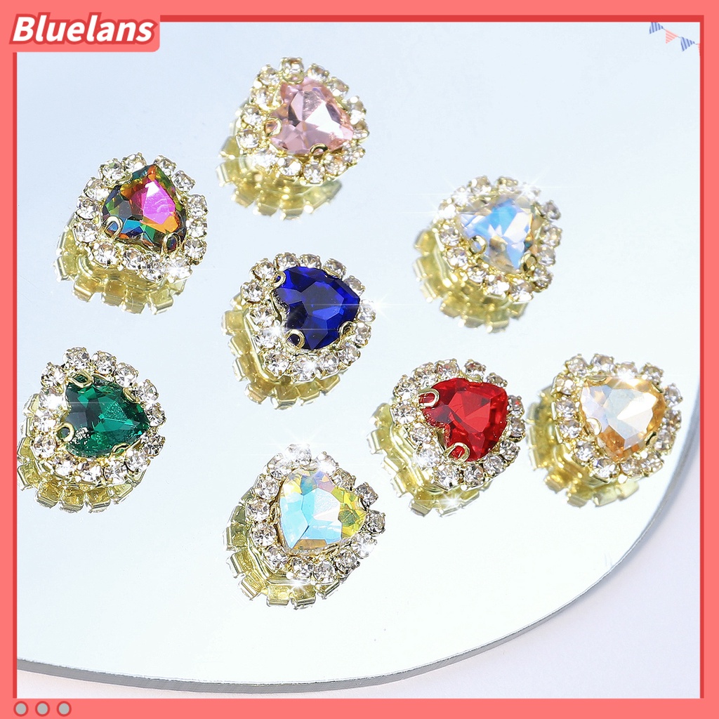 [BLM] 1pak Nail Art Berlian Imitasi Multiguna Efek 3D Shiny DIY Manicure Decoration Love Heart Kristal Rhinestones Decor Untuk Nail Art Belajar