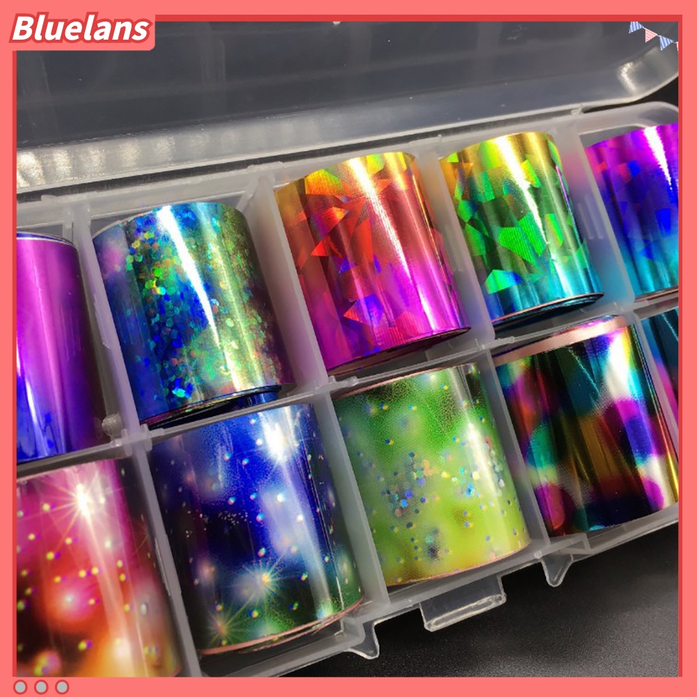 [BLM] 10roll Stiker Nail Art Hologram Decal Langit Berbintang DIY Manicure Decor