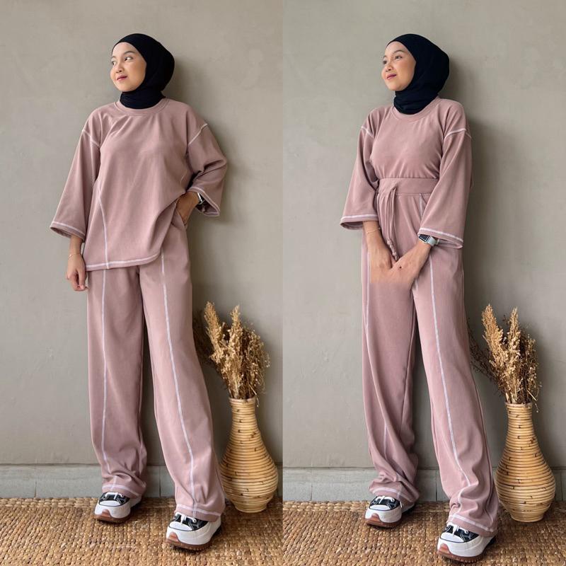 BEFAST - ZNF OOTD WANITA ONESET REVA / Set Milo Knit RIB / Fashion Wanita Remaja ABG Trendy / Oneset Wanita Keluaran Terbaru / OOTD Wanita Ala Korean Style / Pakaian Kekinian Remaja Wanita / Outfit Daily Wanita Hijab Simple / Setelan Polos Formal