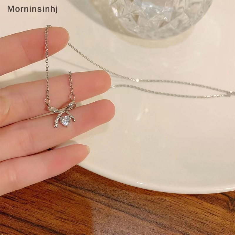 Mornin Gaya Korea Ikatan Simpul Kalung Musim Semi Musim Panas Kristal Zirkon Liontin Choker Vintage Rantai Klavikula Untuk Wanita Perhiasan Hadiah id