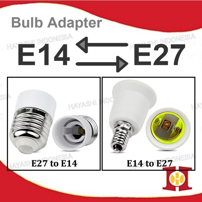 Konverter Fitting Lampu E27 ke E14 Cap Lamp Light Converter Adapter - 5pcs