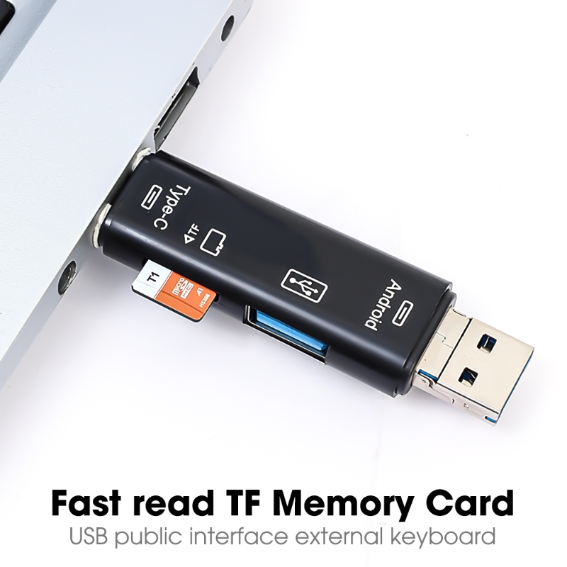 Multifungsi OTG Card Reader 5-IN-1 Micro USB Type C TF Card Reader/Flash Drive Smart Memory Card/Kompatibel Untuk Ponsel Android Adaptor Komputer/Aksesoris Telepon