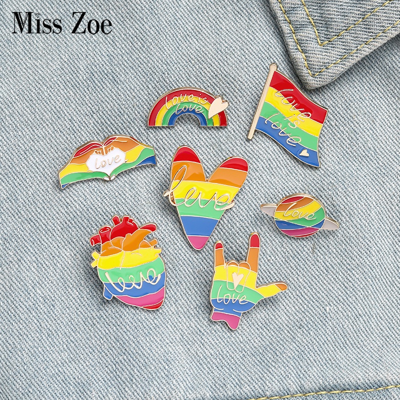 Lgbt Pelangi Enamel Pin BI Pan Aseksual Trans Lesbian Bros Kerah Lencana Cinta Is Love Pride Perhiasan Hadiah