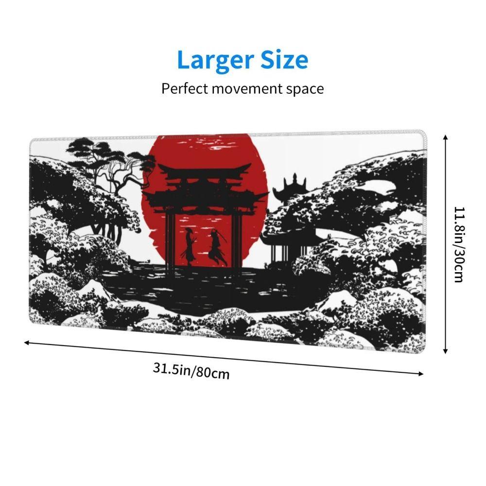Mouse Pad Populer Jahitan Tepi Alas Meja Gaming Samurai Non-Slip