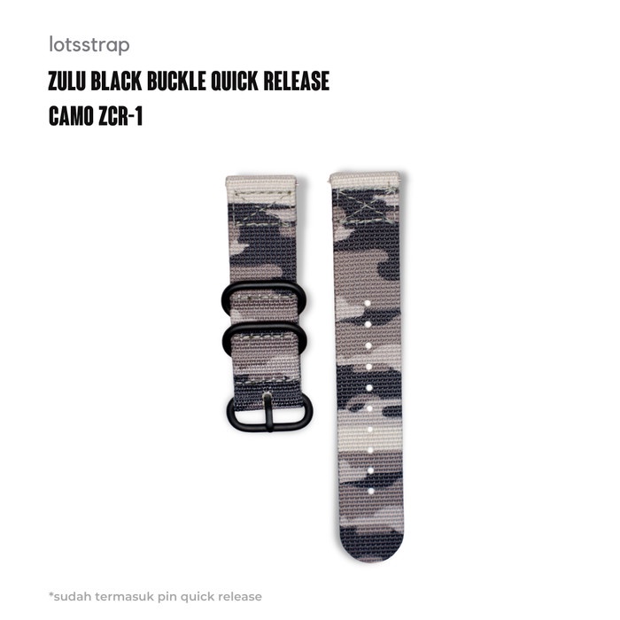 Tali Jam Zulu Strap Nylon 2 Piece Black Quick Release Camo - ZCR1