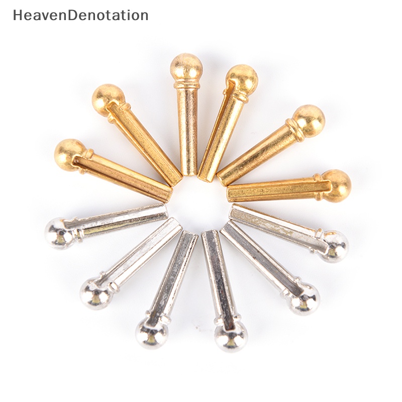 [HeavenDenotation] 6pcs Metal Bridge Pin Folk Gitar Akustik String Pin Pasak Paku Warna silver/gold HDV