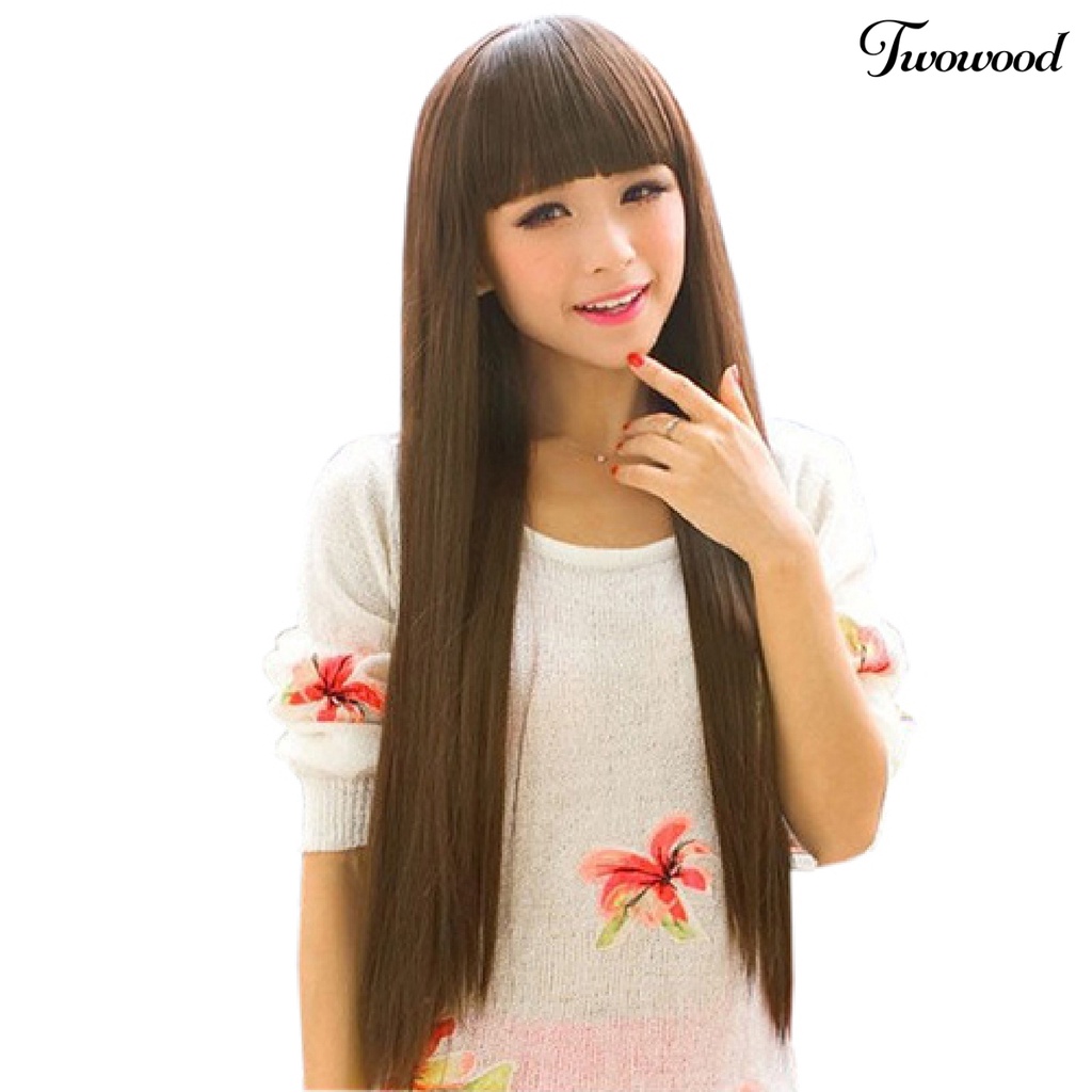 Twowood Wig Natural Soft Long Hair Extension Berbagai Warna Wig Cosplay Untuk Pakaian Sehari-Hari