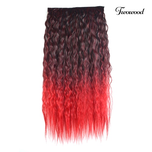 Twowood Sexy Panjang Gradiasi Warna Pesta Wanita Bergelombang Keriting Klip-in Ekstensi Rambut 60cm