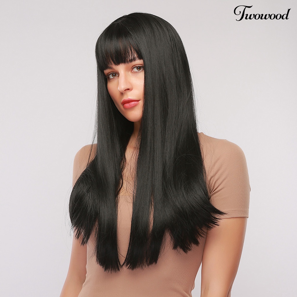 Twowood Wanita 28inch Rambut Sintetis Extension Tahan Panas Hairpiece Lurus Panjang