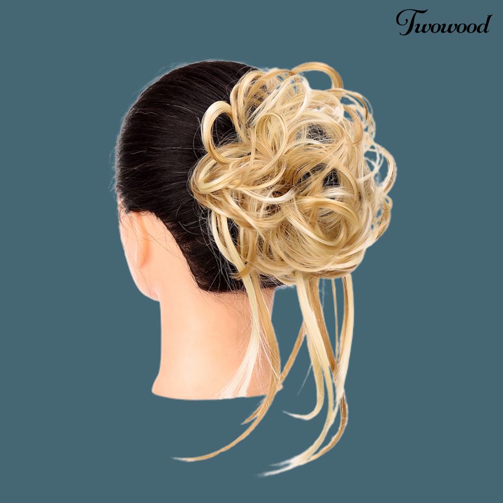 Twowood Wig Messy Effect Fluffy Hair Breathable Sanggul Rambut Chignon Messy Scrunchie Elastis Untuk Pesta