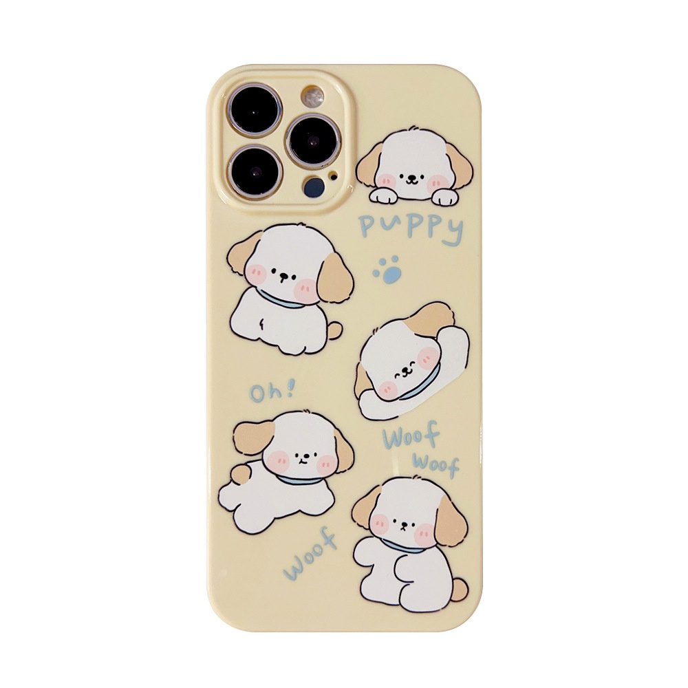 IPHONE Ins Lucu Silly Dog Kartun Silikon Case Untuk Iphone14 11 12 13 PRO MAX Casing Cover Pelindung AT0349