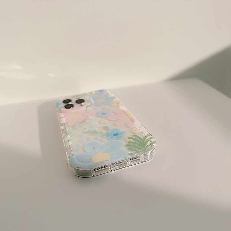 Pretty Oil Painting Flower Soft TPU Case iP iPhone 14 + Plus 11 12 13 Pro Max Girl Woman FTD Casing Apple