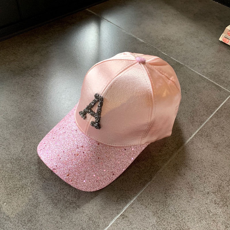 Topi Baseball Pria Wanita Korea Logo A Satin Glitter Mewah Gaya Jepang Fashion Casual Import BSBW