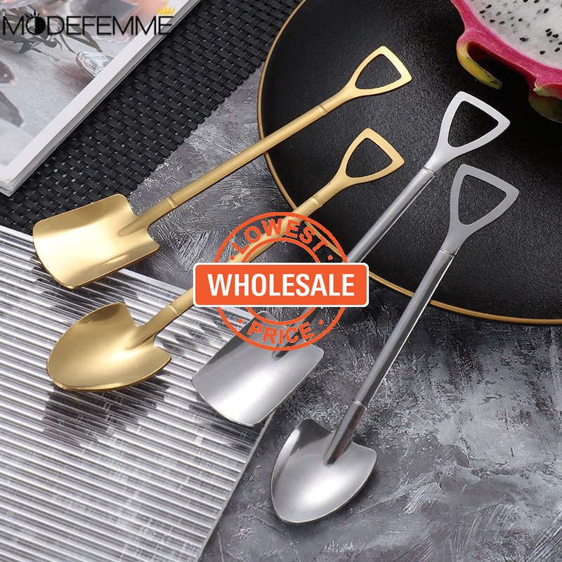 [Harga Grosir] Peralatan Makan Keluarga Halus Tahan Lama Sendok Buah Stainless Steel Halus Ringan Kue Jelly Gali Sendok Mudah Dibersihkan Dessert Shovel ladle