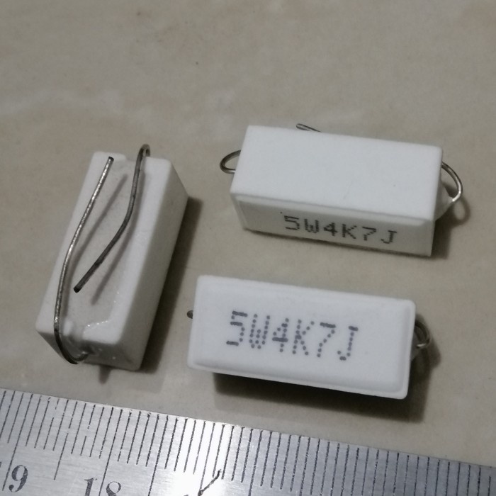 10 Buah 10Pcs 4,7K 5W 4K7J 4K7 4.7K ohm 4,7 Kilo R Resistor Kapur 5 Watt 5W4K7 4,7KJ