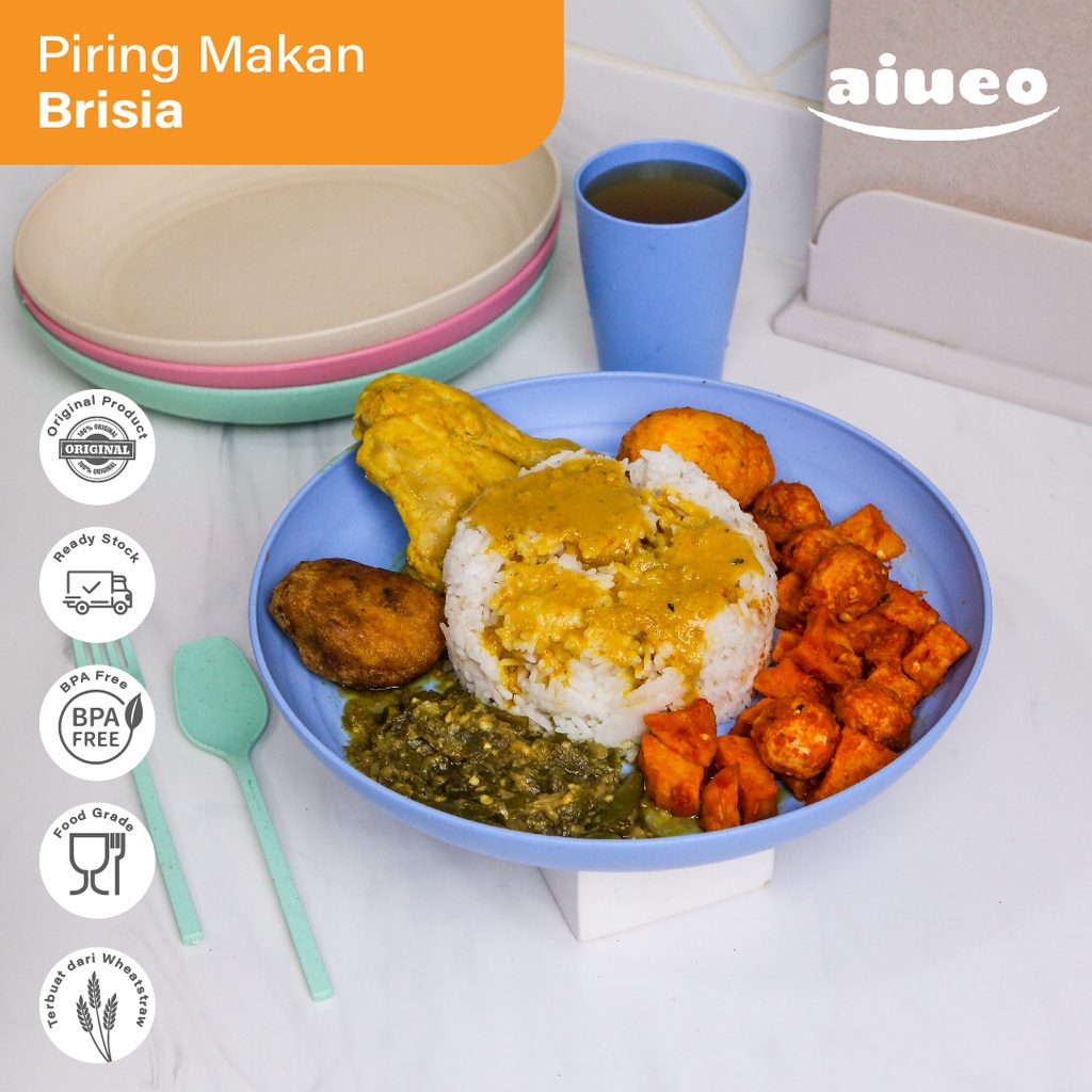 Piring Warna Warni  25cm Wheat Straw Bahan Tebal - Piring Makan BPA Free