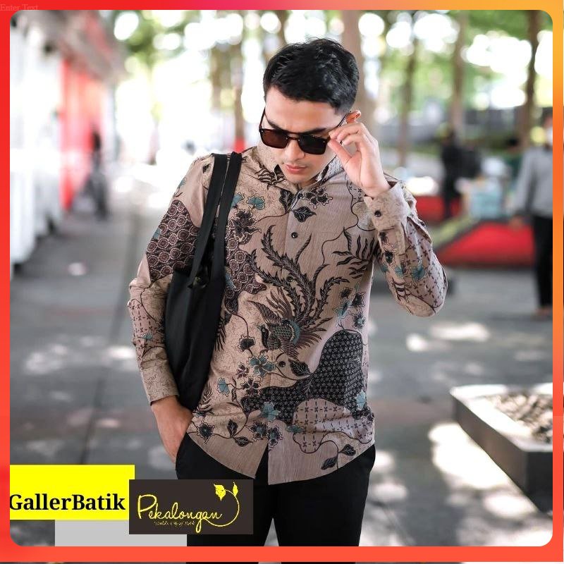 Kemeja Batik Pria Modern Lengan Panjang Casual Modis Slim Fit Trendy Masa Kini size M L XL