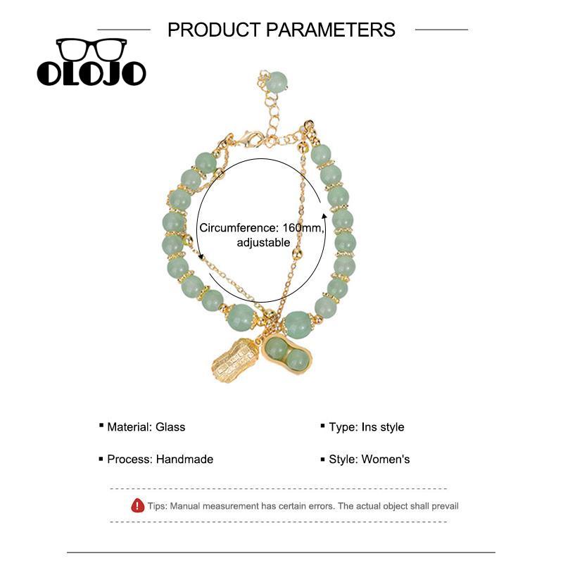 [Olojogrosirgood Peanut Double Chain Imitasi Batu Akik Alam Gelang Gadis High-end Desain Gelang