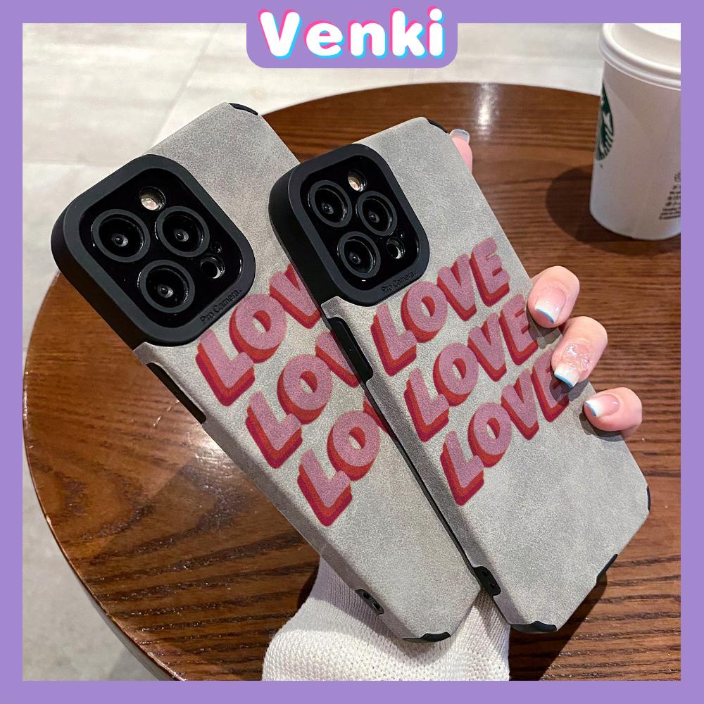 VENKI - Untuk iPhone 11 Case Leather Pupil Suede Case Soft Shockproof Case Camera Simple Cute Pink English Kompatibel dengan iPhone 14 13 Pro max 12 Pro max xr xs 7Plus 8Plus