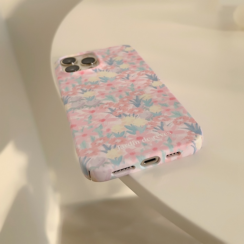 INS Flower Sea Hard Plastic Case HP iP iPhone 7 8 14 + Plus SE 2020 2022 X XR XS 11 12 13 Pro Max FTD Girl Woman Casing Apple