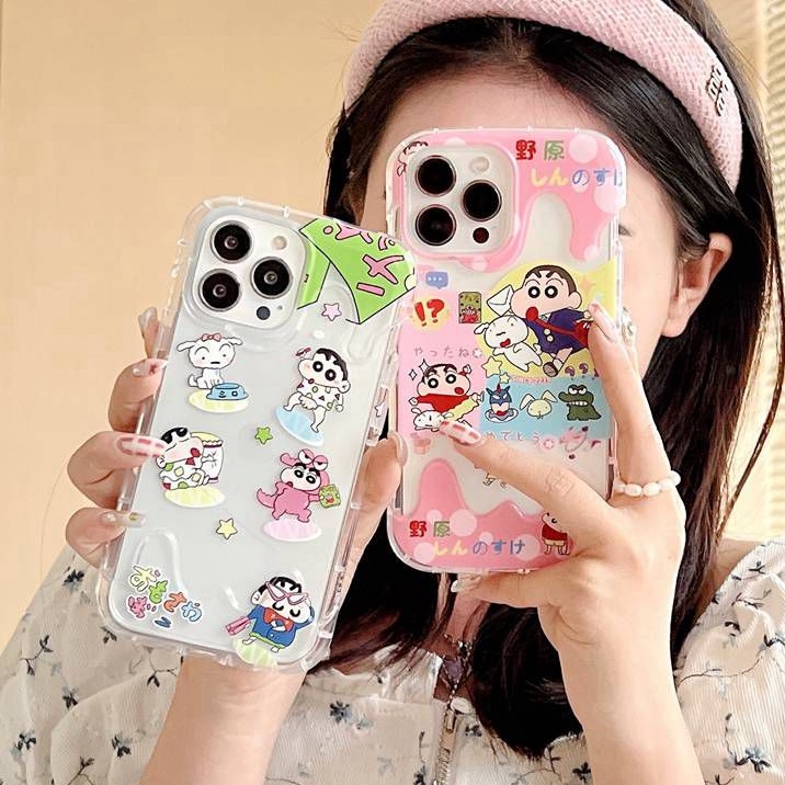 All New Cute Ice Cream Clear Soft Bumper Case for Apple iPhone XR XS Max 11 12 13 14 Pro Max 14 Plus Girl Woman's Fashion Pretty Phone Case Crayon Shin-chan