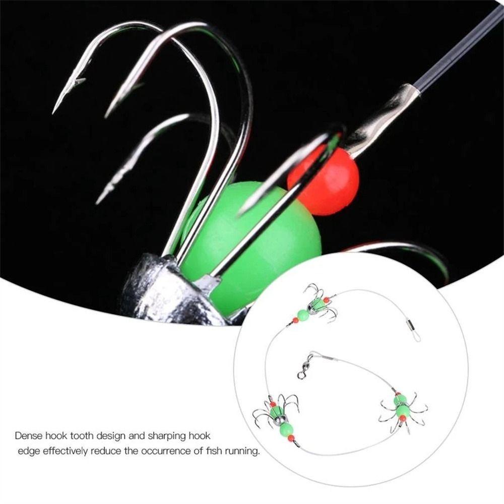 AUGUSTINA Agustina String Hook Malam Memancing Fluorescence Barbed 8cakar Bercahaya Memancing Umpan Gurita Fishhook