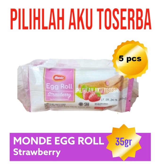 Biskuit Monde EGG ROLL STRAWBERRY 35 gr - ( HARGA 5 pcs )