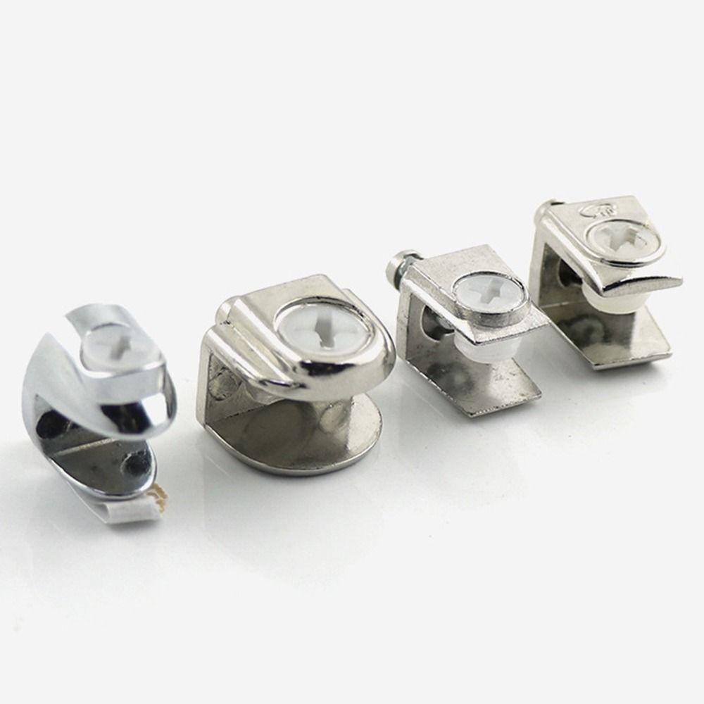 TOP 4pcs Penjepit Kaca Setengah Bulat Nikel Finish Furniture Hardware Shelf Holder Support