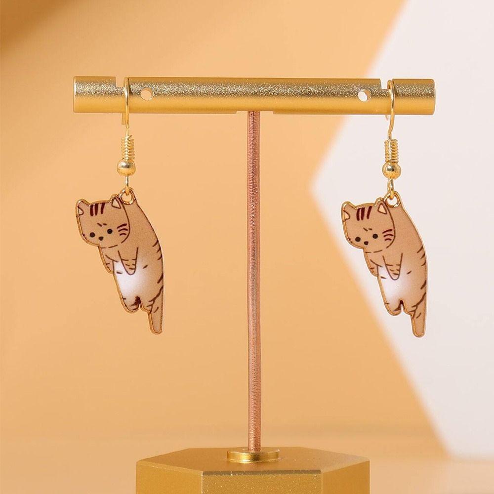 NEEDWAY Needway Lucu Kitten Ear Hook Tekstur Warna Solid Korea Menjuntai Anting Pesta Temperamen Lady Anting Hewan