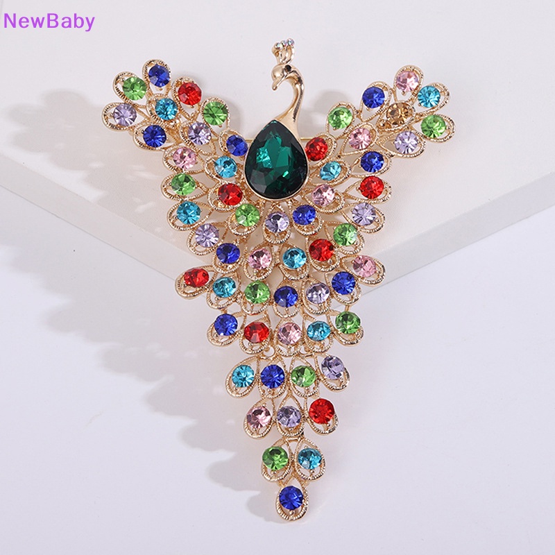 Newbaby Warna-Warni Lucu Berlian Imitasi Burung Merak Bros Pin Indah Perhiasan Pesta Pernikahan Kantor Bros Pin Hadiah ID