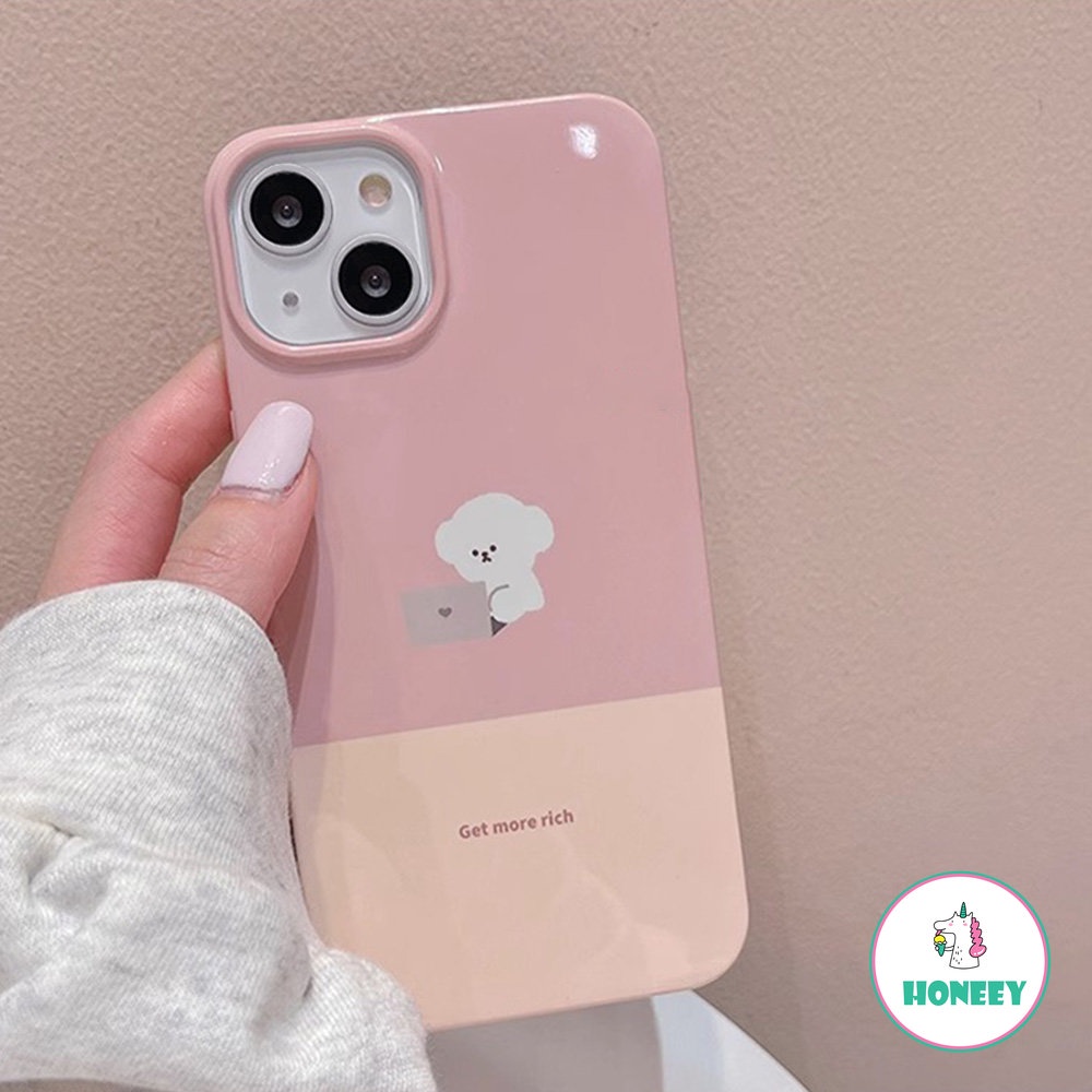 IPHONE Sweet Pink Working Puppy Case Kompatibel Untuk Iphone14 Pro Max13 12 Pro Max Case Iphone11Lembut TPU Shockproof Cover