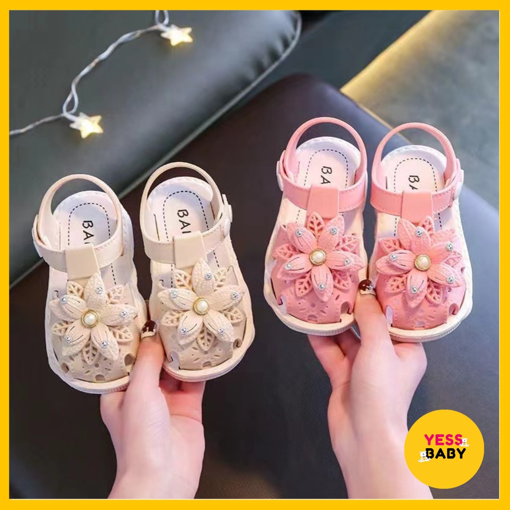 [COD] YESSBABY ROSE Sandal Flat Flower Anak Perempuan Lucu Lembut Import Termurah Kekinian Sendal Casual